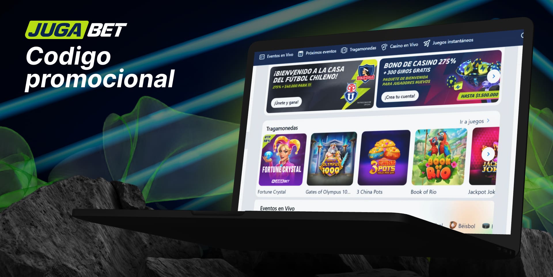 Plataforma de códigos promocionales de Jugabet Chile para un juego rentable
