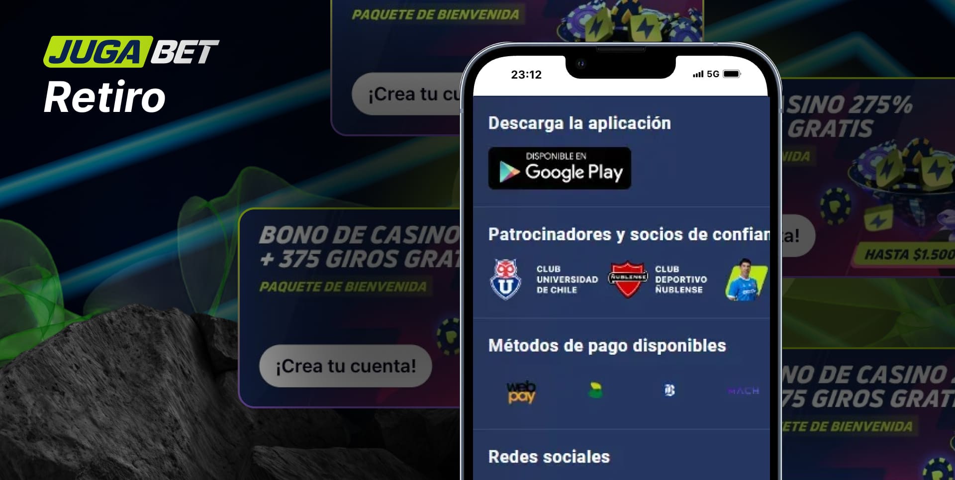 Principales métodos de retiro de fondos de la plataforma de Jugabet Chile